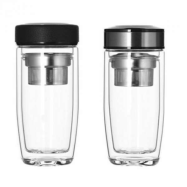 Glass coffee carafe double heat insulating cup tea filter