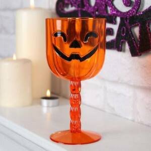 Halloween Orange Pumpkin Plastic Wine Drink Glass Party