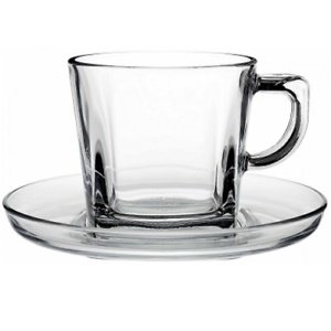 Transparent glass cup saucer coffee cappuccino espresso cup