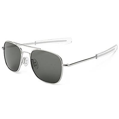 Men Pilot Aviator Sunglasses Polarized 55mm Military Style with Bayonet Temples