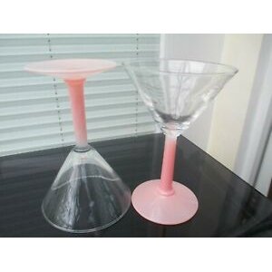 Beautiful vintage pink pedestal long cocktail glass