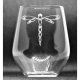 Hand-etched stemless wine glass / flat bottom cup with contemporary enamel