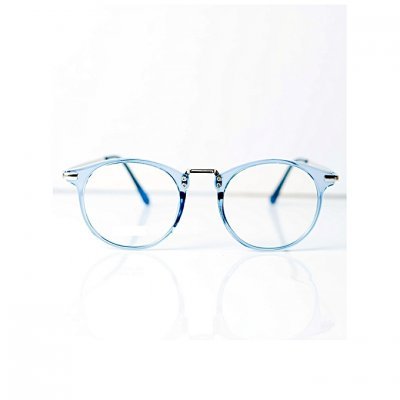 Circular fashion transparent lens eyeglasses frame box - Light Blue