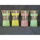 Vintage metal and colored frosted glass accompanying cups