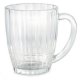 Faceted glass, water beer mug, clear style, with handle