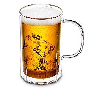 Double glass beer mug with a handle, coffee mugs bar beer mug cup insulating glass, borosilicate glass article