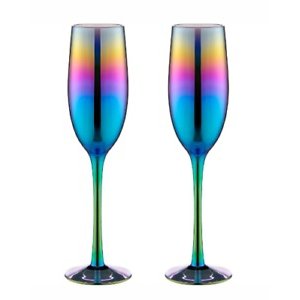 Rainbow Rainbow Metal Effect Champagne Glass Modern Dining Bar