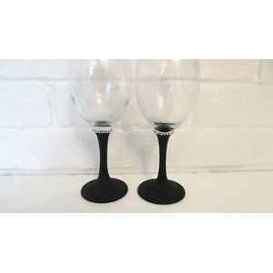 Black glitter foot and pedestal wine glass