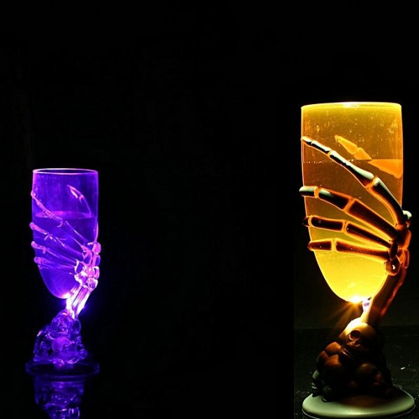 Wine glass glowing skulls Halloween ghost claw party goblet LED terrible