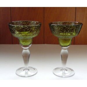 Vintage Hand Blowing Green Margarita Mixed Drink Glass