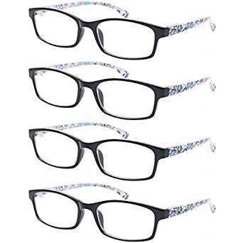 READING GLASSES 4 Pairs Stylish Quality Spring Hinge Readers Fashion Men and Women Glasses for Reading