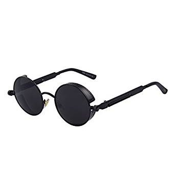 Gothic Steampunk Sunglasses for  Men Round Lens Metal Frame