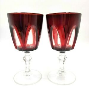 Art Deco Crystal Intimate Liqueur Glass Red Transparent Column