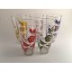 Retro Cup Glass Multicolor and Golden Flower 8 oz