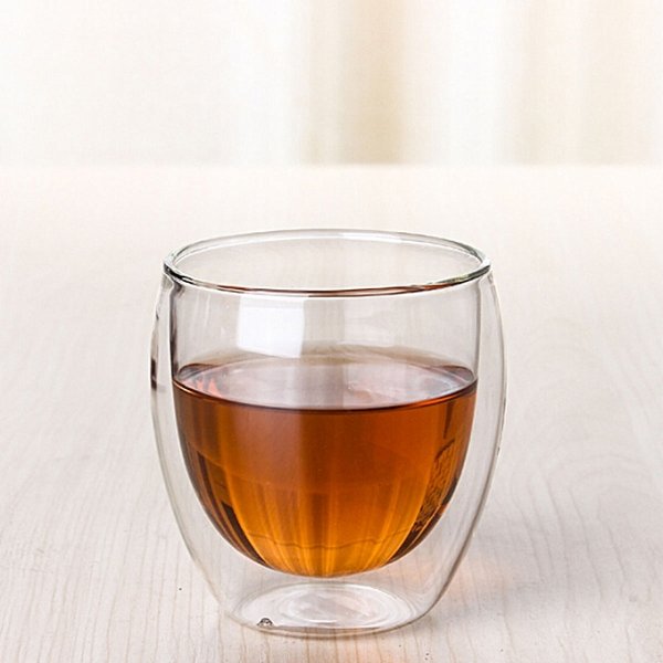 Hand resistant double glass mini tea cup effort