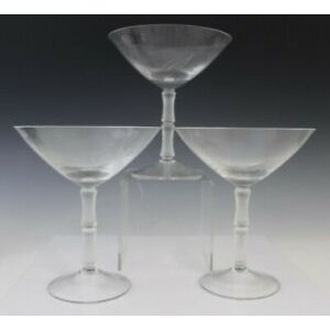 Vintage frosted glass bamboo stem wine glass