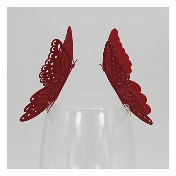 Butterfly paper card for wedding white wine