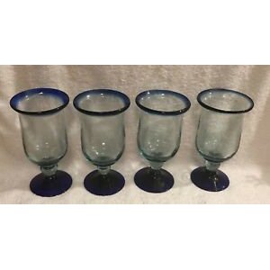 Cobalt blue ring and basic hand blown glass goblet