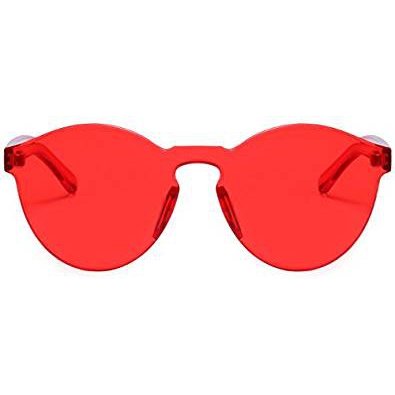 Rimless Sunglasses Transparent Candy Color Tinted Eyewear