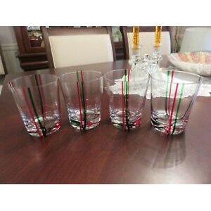 Handmade art glass 4 1,4" double vintage flip red and green stripes