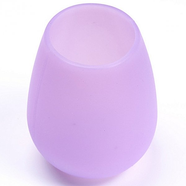 Silicone glass shatterproof glass indestructible foldable camping barbecue picnic party travel mug Color: Purple