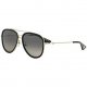 Black Gold Metal Aviator Sunglasses Grey Gradient Polarized Lens