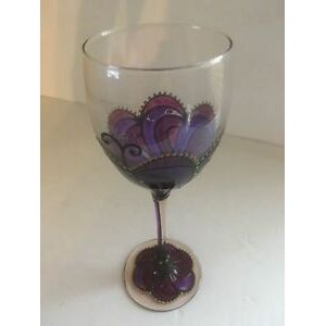 Vintage art deco wine glass purple decorative beaded art