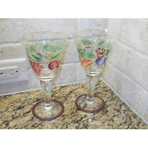 Wine glass, wine glass, tall glass, painted fruit