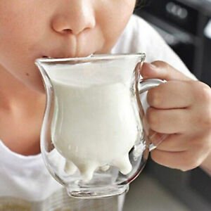 Novel glass udder shaped cream coffee mug