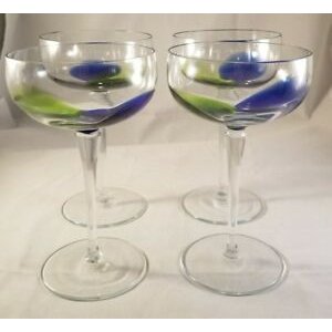 Color splash blue and green sorbet / champagne glass