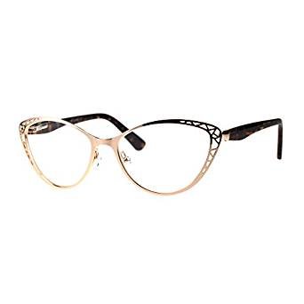 Womens Metal Rim Cat Eye Diecut Deco Powered Reading Glasses