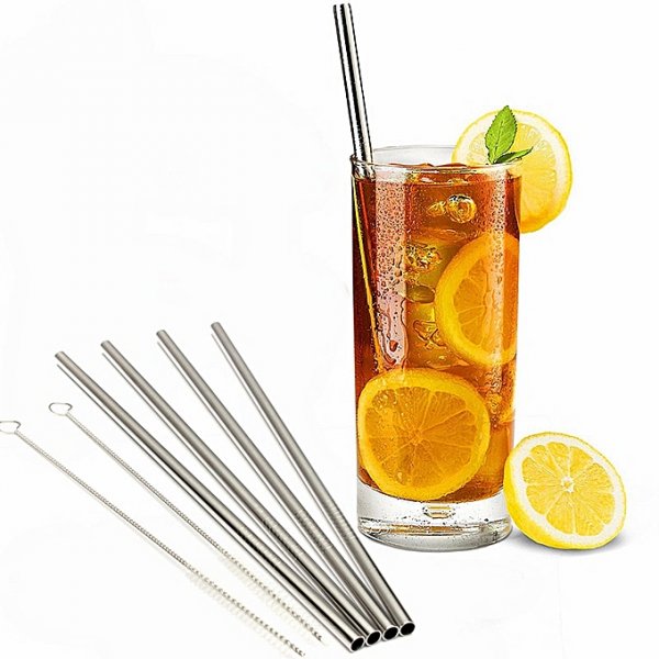 Stainless steel metal cocktail straw brush cleaning +