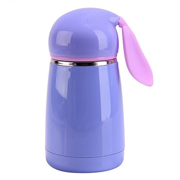 unique cute cartoon rabbit ear design stainless steel water bottle, purple