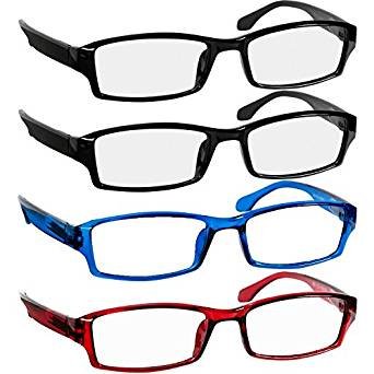 Reading Glasses Men and Women - 4 Pack Readers Spring Hinge & Dura-Tight Screws