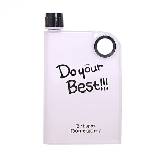 Clear book paper pad portable water bottle to drink a cup of black plastic water bottles